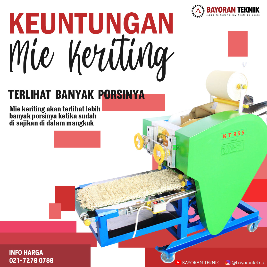 Tipe Mesin Pembuat Mie Listrik Otomatis Keriting